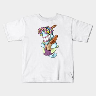 Dope shark character with a bread stick illustration Kids T-Shirt